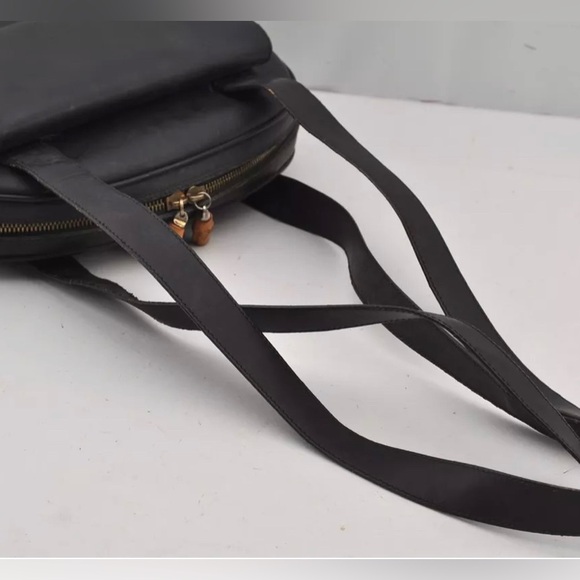 Authentic GUCCI Vintage Bamboo Shoulder Bag Purse Leather Black - Picture 7 of 15